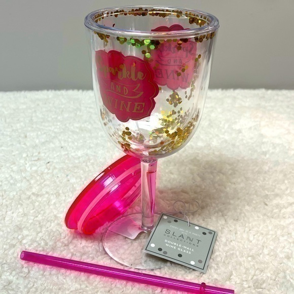 Slant “ Sparkle and Wine” Wine Goblet - Picture 1 of 4